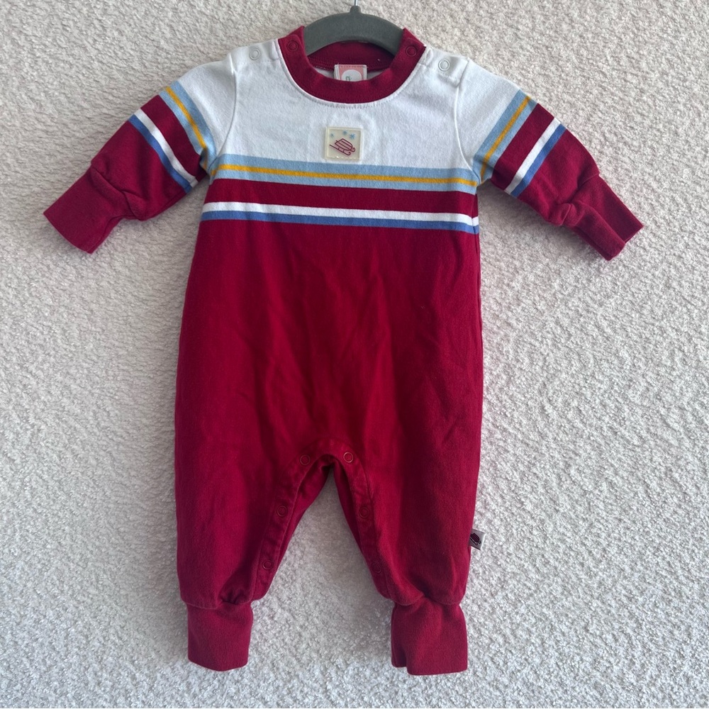 Gymboree Vintage 2001 Baby Y2K Red Sledding One Piece Romper Size 0-3 Months